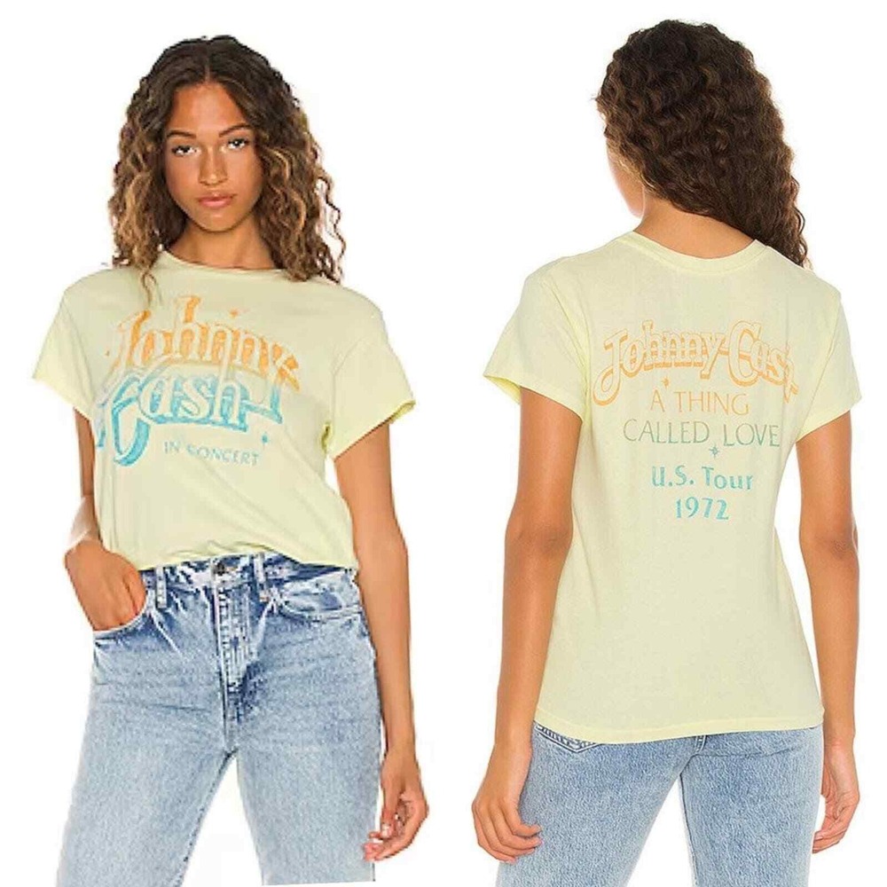 Daydreamer Johnny Cash A‎ Thing Called Love Tour Graphic Tee Small Yellow NWT